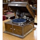 A Dulcetto gramophone in oak case.