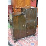 An Art Deco asymmetrical combination writing bureau and side cabinet