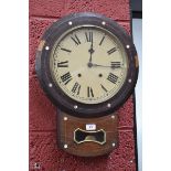 A drop dial wall clock, cream dial, Roman numerals,