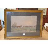 E W Roberts The Day's Work Done signed, watercolour,