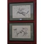 ** Pau** A pair, Surrealist Centaurs indistinctly signed and initialled BB, pencil drawings, 26.