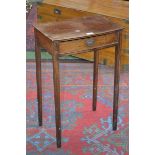 A small George III bow front mahogany side table, oversailing top, cockbeaded drawer to frieze,