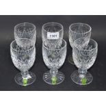 A suite of six Waterford crystal wine glasses.