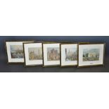 A set of five etchings, St Martins church,St James palace, the Marble arch, Somerset house,