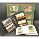 Postcards - in three albums, Edwardian and later, photographic, sepia, topographical, sentimental,