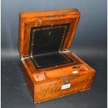 A 19th century walnut Ladys travelling writing slope, fitted interior,