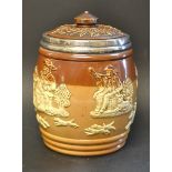 A silver mounted Doulton tobacco jar