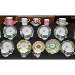 A set of six late 19th Century Coalport teacups and saucers; George Jones; Shelley; Spode;