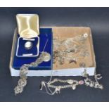 Silver Jewellery - a silver and marcasite panel bracelet; other rings; pendants, bracelets,