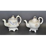 A Victorian painted teapot, floral design, dodecagonal body, unmarked; another,