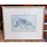 David Weston ( contemporary) Sea mist at Craster, watercolour, framed, signed.