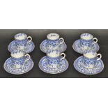 A Royal Crown Derby Osborne pattern blue and white coffee service for six,