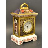 A Royal Crown Derby Imari 1128 pattern mantel clock,