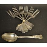 An early Victorian Scottish silver single-struck King's pattern table spoon, Andrew Wilkie,