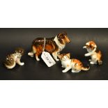 A Royal Doulton playful kitten; others similar;