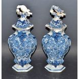 a pair of 18th century Dutch Delft vases
