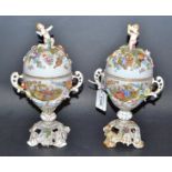 A pair of Meissen vases and covers, in the Rococo taste, c.