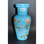 A Victorian hand enamelled glass opaque vase,