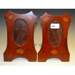 A pair of Edwardian mahogany and marquetry easel photograph frames,