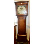 An oak Lancashire George III longcase clock, the 34cm dial,