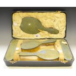 Asprey - a five piece shagreen dressing table set, comprising two brushes, two clothes brushes,