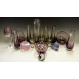 Glassware - a Caithness glass globular vase; others, bud vases,