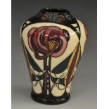 A contemporary Moorcroft miniature Melody pattern inverted baluster vase,