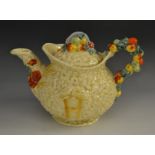 A Clarice Cliff Celtic Harvest globular teapot and cover, by Newport Pottery Co,