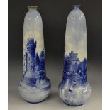 A pair of Doulton Named View slender vases,