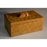 Robert Thompson Mouseman of Kilburn - an oak rectangular box, mouse handle,