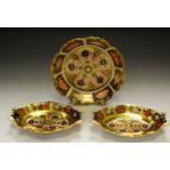 A pair of Royal Crown Derby 1128 Imari twin-handled lobed oval dishes,