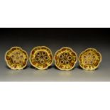 A set of four Royal Crown Derby 1128 Imari five-petal trinket dishes,