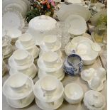 A Wedgwood cabbage leaf Countryware blanc de chine cheese dome; a strawberry dish; teaware;