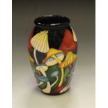 A Moorcroft vase, decorated with mushrooms,