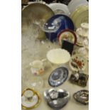 Household - a silver plated gallery tray; cut glass wine glasses; custard cups;