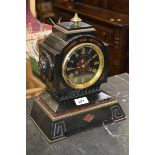 A French marble and slate mantel clock, Lemerle Charpentiere, Paris,