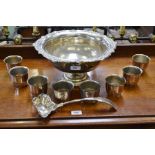 A plated punch bowl,