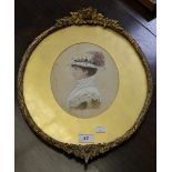 A Victorian oval watercolour of a young lady