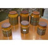 Six Hornsea Bronte pattern kitchen jars,
