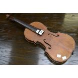 A late 19th century German violin, two piece back,