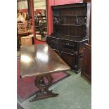 An oak linenfold front dresser,