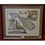 A map, Malta, after Johann Baptist Homann, engraving, plate mark to margin,