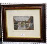 Edgar Scott, Punting at Pangbourne, signed, watercolour and gouache, 18cm x 12cm,