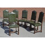 A set of six Jaycee style boardroom chairs, green leather upholstery,