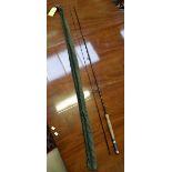 Fishing - a Bob Church long range caster fly fishing rod, two pieces, line weight 7/8/9,