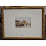 English School (early 20th century) Baslow Bridge watercolour, 16cm x 11cm, framed.