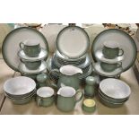 A Denby green six setting tea service inc cups, saucers, side plates,