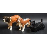 A Beswick Saint Bernard dog; a King Charles spaniel;