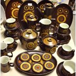 A Denby Arabesque dinner and tea service for six, comprising steak plates, side plates, coffee pots,