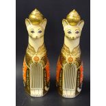 A Royal Crown Derby Royal cat model Siamese; another similar,